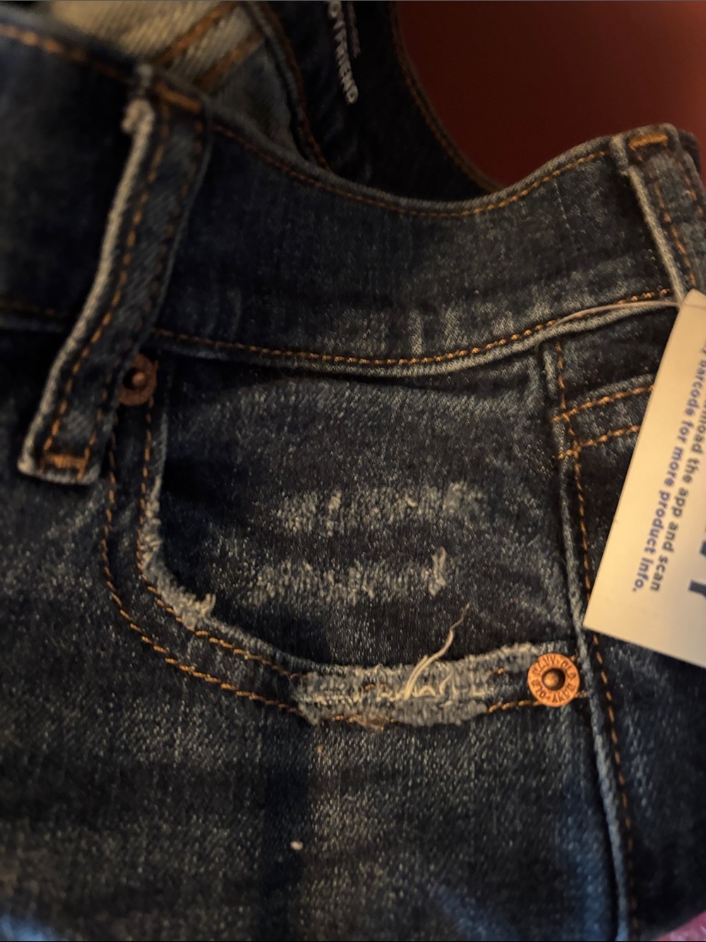 Old Navy Dark Blue Distressed Boyfriend Jeans nwt 0